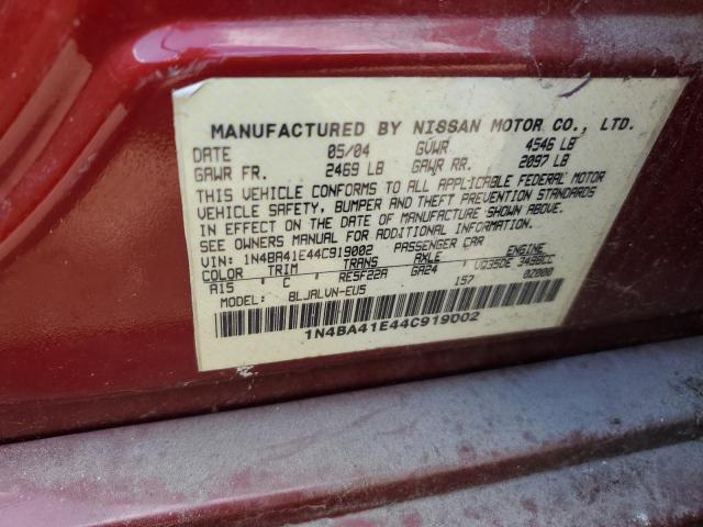 2004 Nissan Maxima Se VIN: 1N4BA41E44C919002 Lot: 67180153