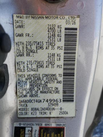 1N6BD0CT4GN749963 Nissan FRONTIER S