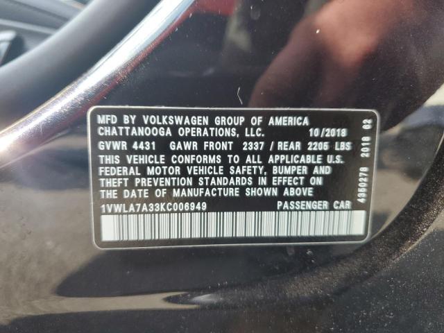 2019 VOLKSWAGEN PASSAT WOL - 1VWLA7A33KC006949