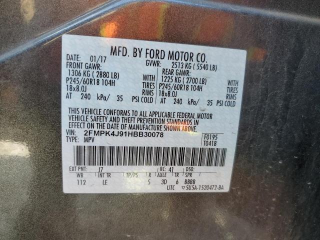 2FMPK4J91HBB30078 2017 FORD EDGE, photo no. 12