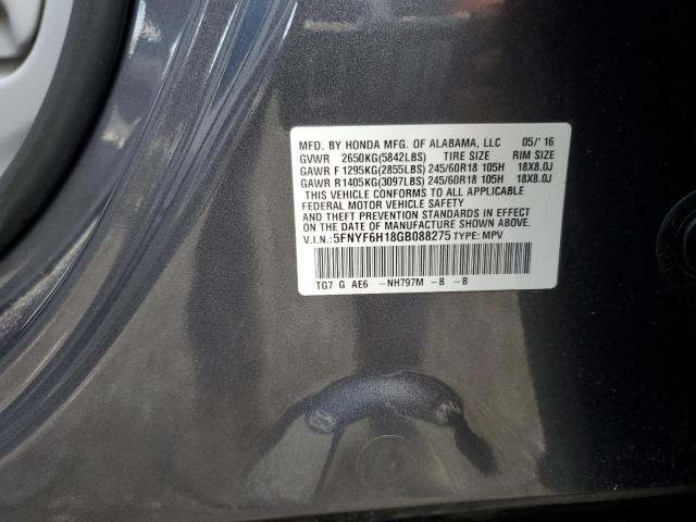 5FNYF6H18GB088275 Honda PILOT LX