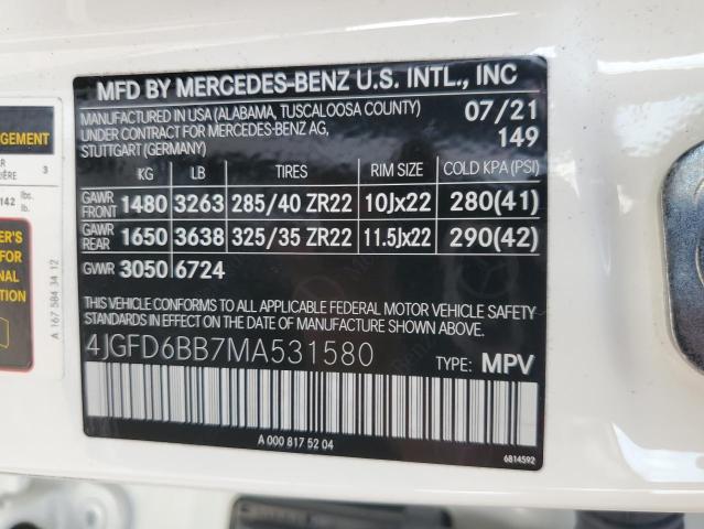 4JGFD6BB7MA531580 2021 MERCEDES-BENZ GLE-CLASS, photo no. 14