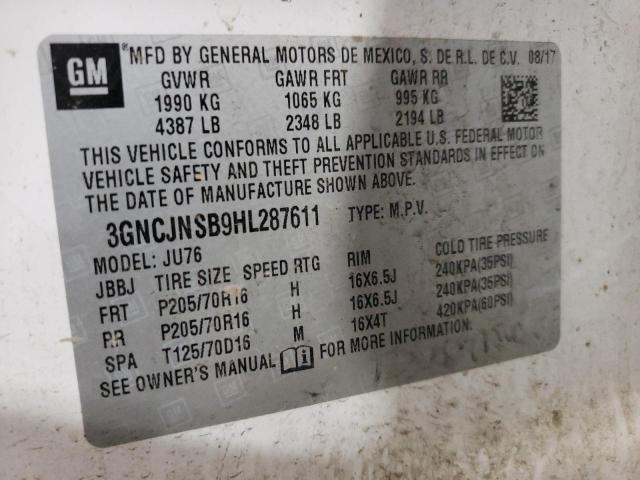 3GNCJNSB9HL287611 | 2017 CHEVROLET TRAX LS