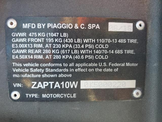2019 PIAGGIO MOTORCYCLE - ZAPTA10W0K5000220