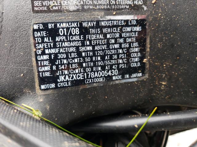 2008 KAWASAKI ZX1000 E - JKAZXCE178A005430