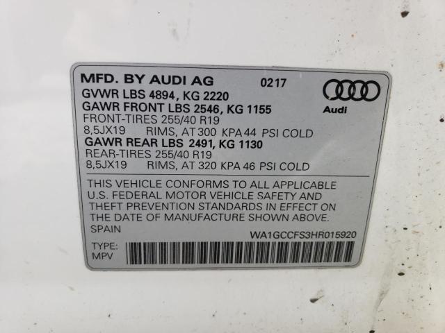 WA1GCCFS3HR015920 2017 Audi Q3 Prestige