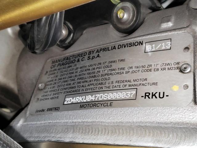 2013 APRILIA RSV4 R ZD4RKU047DS000037