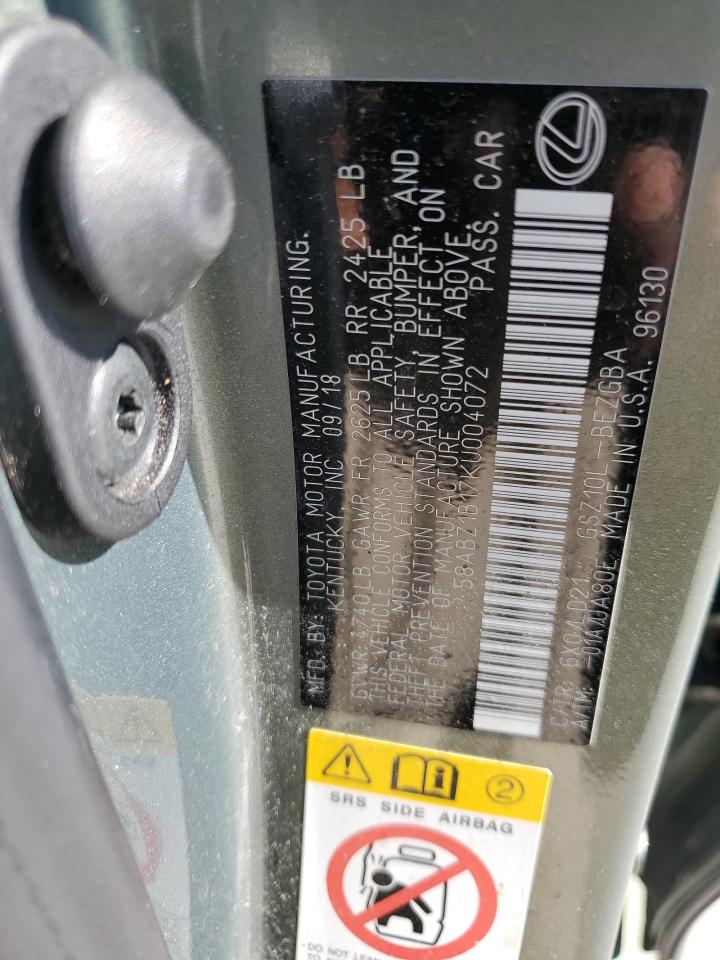 58ABZ1B17KU004072 2019 Lexus Es 350