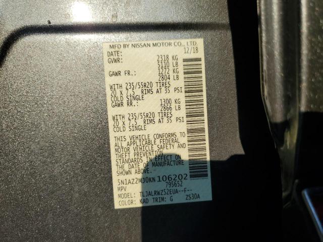 5N1AZ2MJ0KN106202 Nissan MURANO S