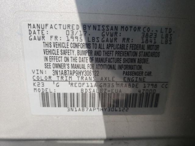 2017 NISSAN SENTRA S/S - 3N1AB7AP9HY306122