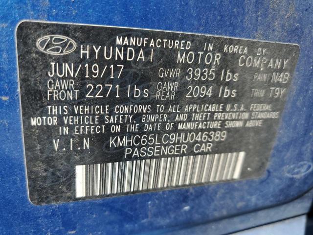 2017 HYUNDAI IONIQ BLUE - KMHC65LC9HU046389