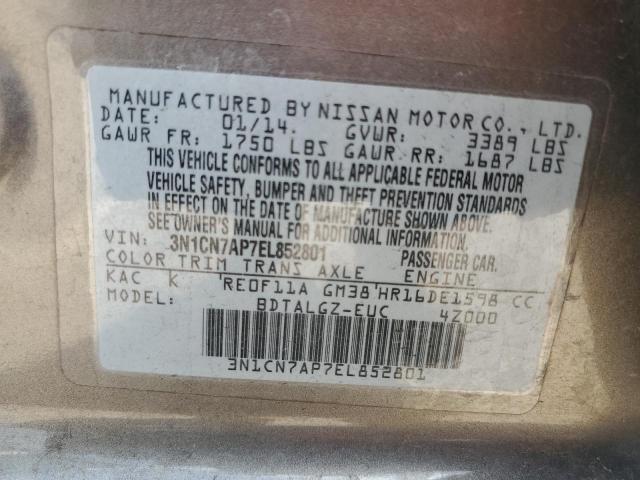 3N1CN7AP7EL852801 Nissan VERSA S