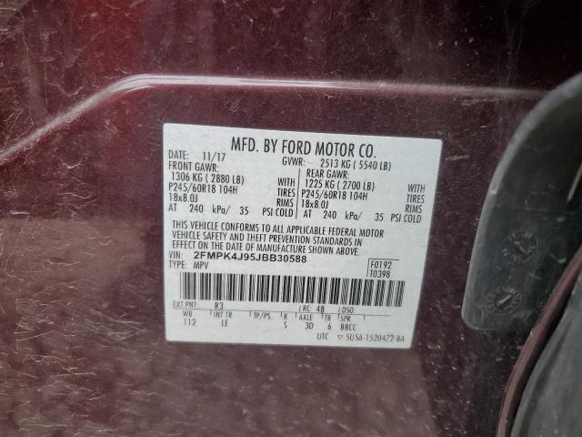 2FMPK4J95JBB30588 2018 FORD EDGE, photo no. 12