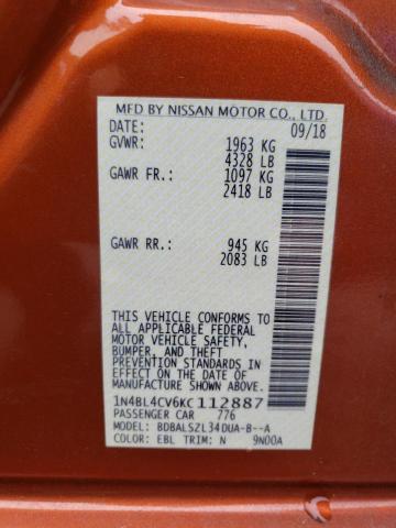 1N4BL4CV6KC112887 Nissan ALTIMA SR