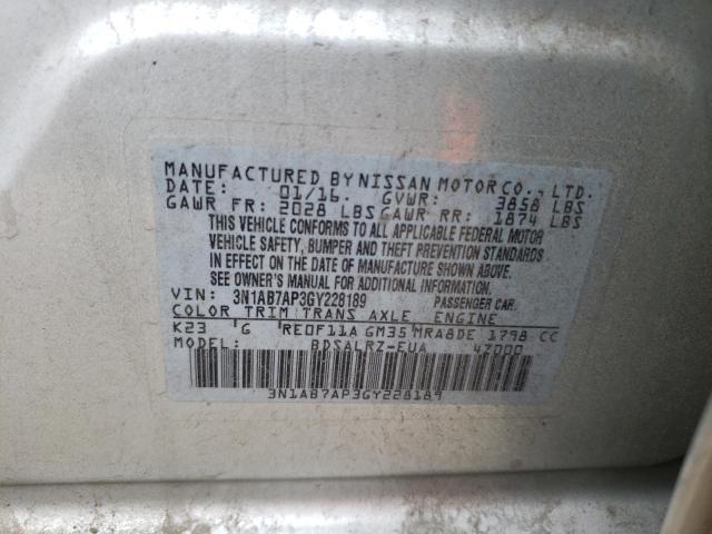 3N1AB7AP3GY228189 Nissan SENTRA S