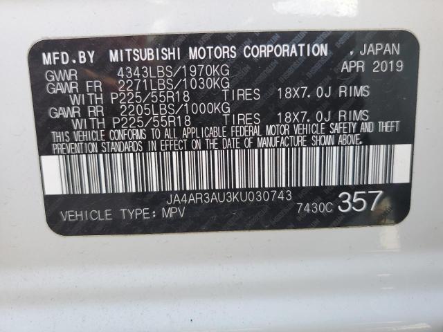 JA4AR3AU3KU030743 Mitsubishi Outlander Sport Es