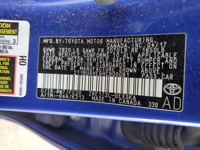 2T1BURHE6HC900081 Toyota COROLLA L
