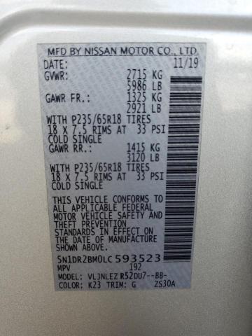 5N1DR2BM0LC593523 Nissan Pathfinder Sv