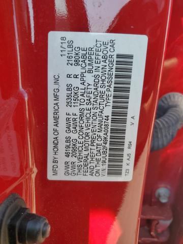 19UUB2F49KA008744 Acura TLX TECHNO 12