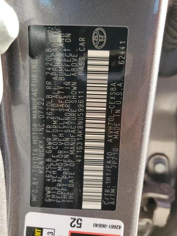 2022 TOYOTA CAMRY NIGH - 4T1G31AK8NU599611