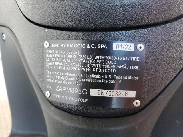 2022 PIAGGIO LIBERTY 15 ZAPM898G9N7003296