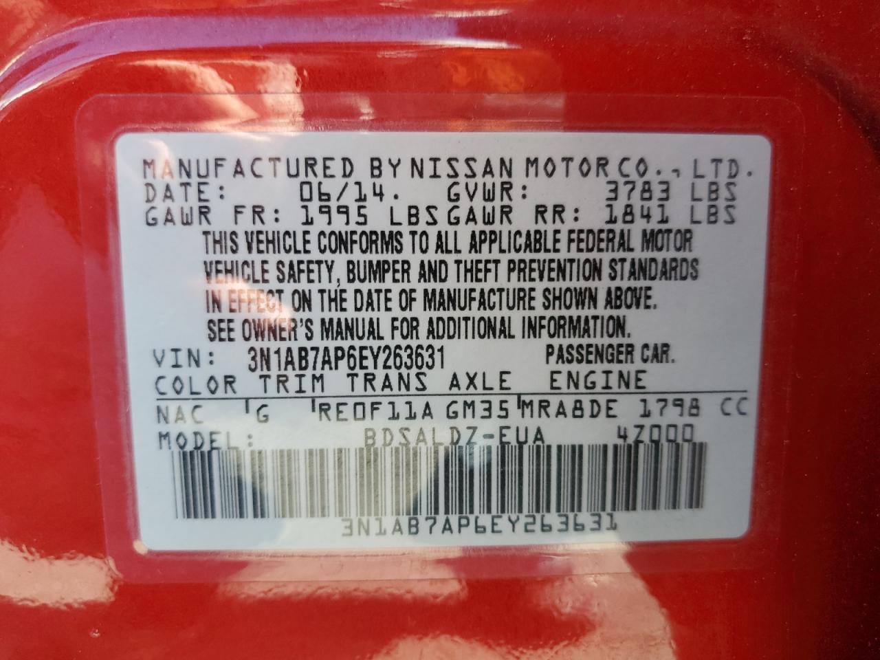 3N1AB7AP6EY263631 2014 Nissan Sentra S 3N1AB7AP6EY263631 2014 Nissan Sentra S