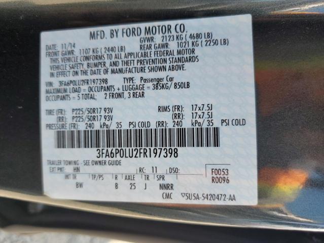 3FA6P0LU2FR197398 Ford Fusion Se Hybrid