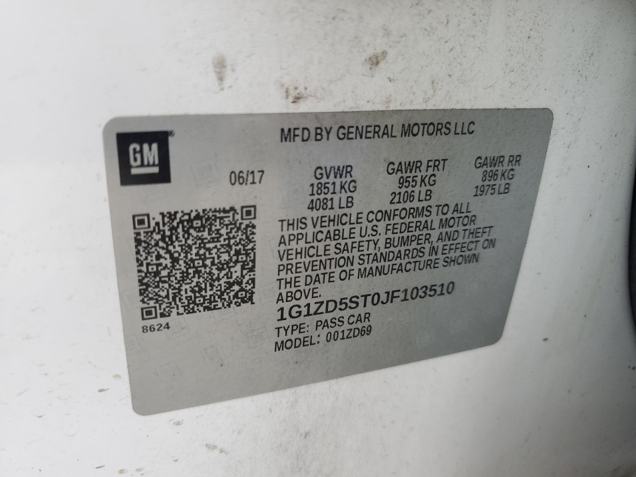 1G1ZD5ST0JF103510 CHEVROLET MALIBU 2018