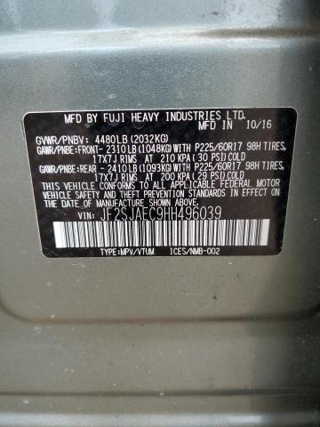 2017 SUBARU FORESTER 2 - JF2SJAEC9HH496039