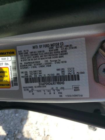 3FA6P0HD6JR198040 Ford FUSION SE