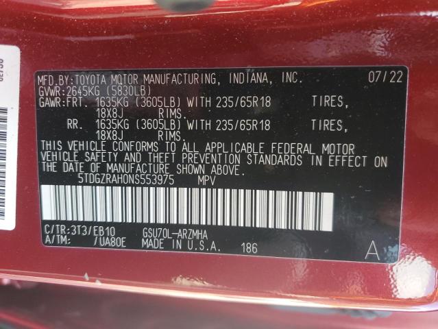 VIN 5TDGZRAH0NS553975 2022 Toyota Highlander, Xle no.13