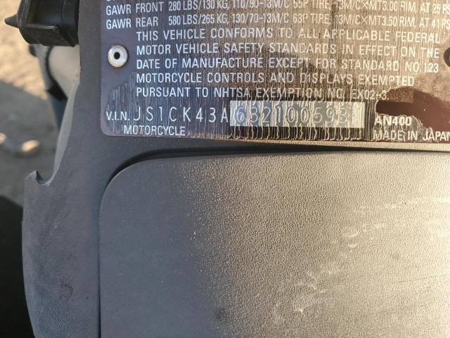2003 SUZUKI AN400 K3 - JS1CK43A632100593