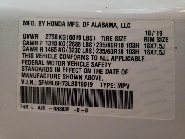 5FNRL6H73LB019019 Honda ODYSSEY EXL