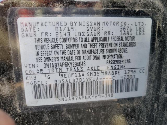 3N1AB7AP6KY294048 Nissan Sentra S 13