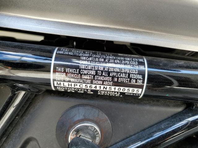 2022 HONDA CMX500 A2 MLHPC5641N5100595