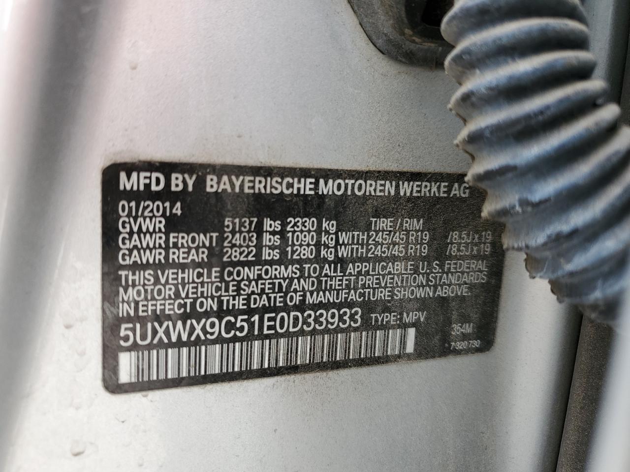 5UXWX9C51E0D33933 2014 BMW X3 xDrive28I