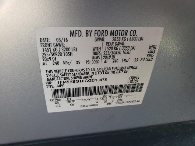 1FM5K8GT6GGD13078 Ford EXPLORER SPORT