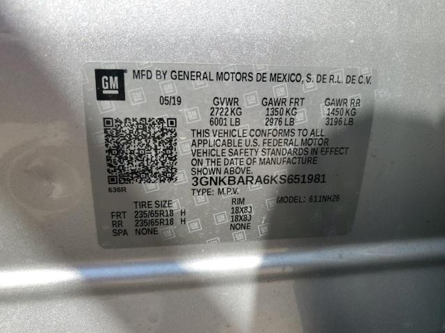2019 CHEVROLET BLAZER L - 3GNKBARA6KS651981