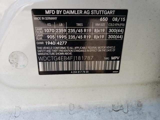 2015 MERCEDES-BENZ GLA 250 - WDCTG4EB4FJ181787