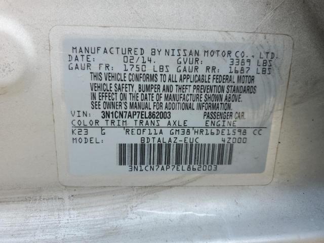 3N1CN7AP7EL862003 Nissan VERSA S