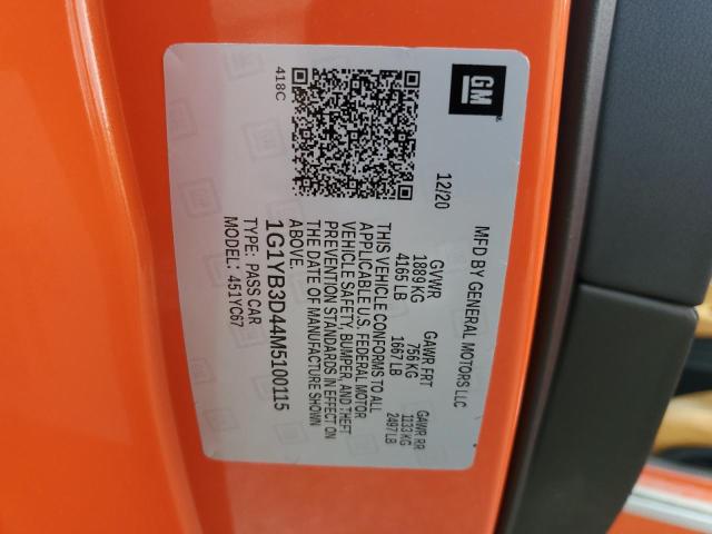 2021 CHEVROLET CORVETTE S - 1G1YB3D44M5100115