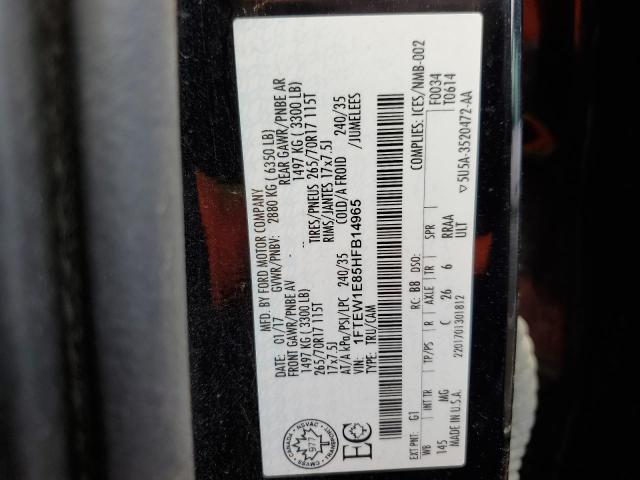 2017 FORD F150 SUPER - 1FTEW1E85HFB14965