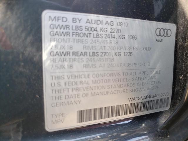 WA18NAF40JA069779 Audi A4 Allroad Premium Plus