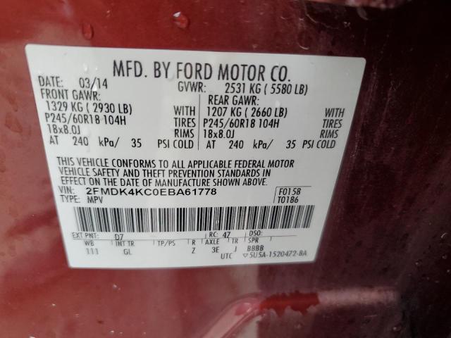 2FMDK4KC0EBA61778 Ford Edge Limited