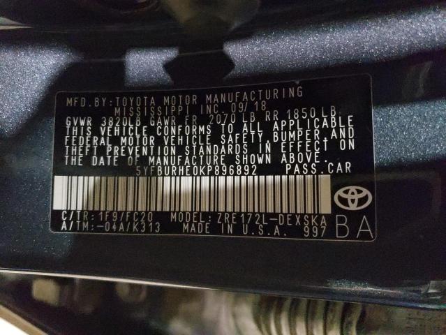 2019 TOYOTA COROLLA L - 5YFBURHE0KP896892