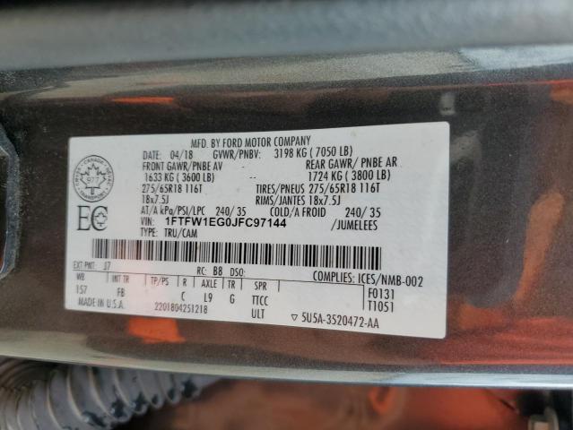 1FTFW1EG0JFC97144 Ford F150 Supercrew