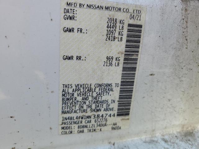 1N4BL4FW1MN384744 Nissan Altima Platinum