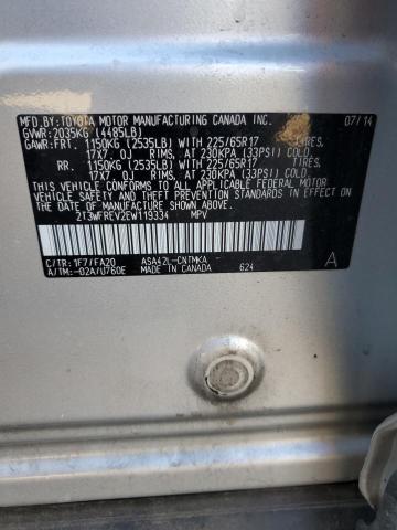 2T3WFREV2EW119334 Toyota Rav4 Xle