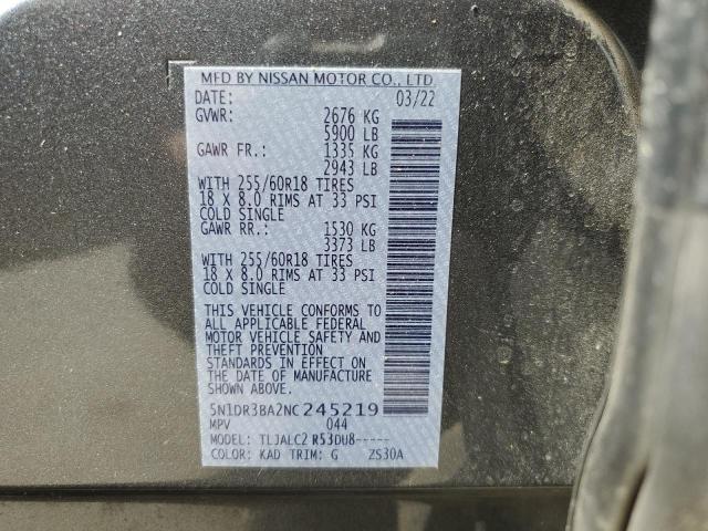 5N1DR3BA2NC245219 Nissan Pathfinder Sv