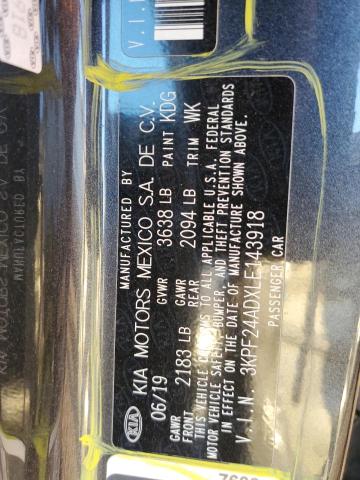 3KPF24ADXLE143918 KIA FORTE FE